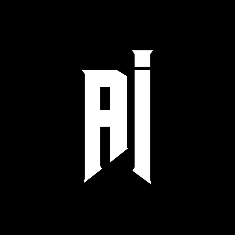 AI Letter Logo Design. Initial letters AI gaming's logo icon for technology companies. Tech letter AI minimal logo design template. AI letter design vector with white and black colors. AI