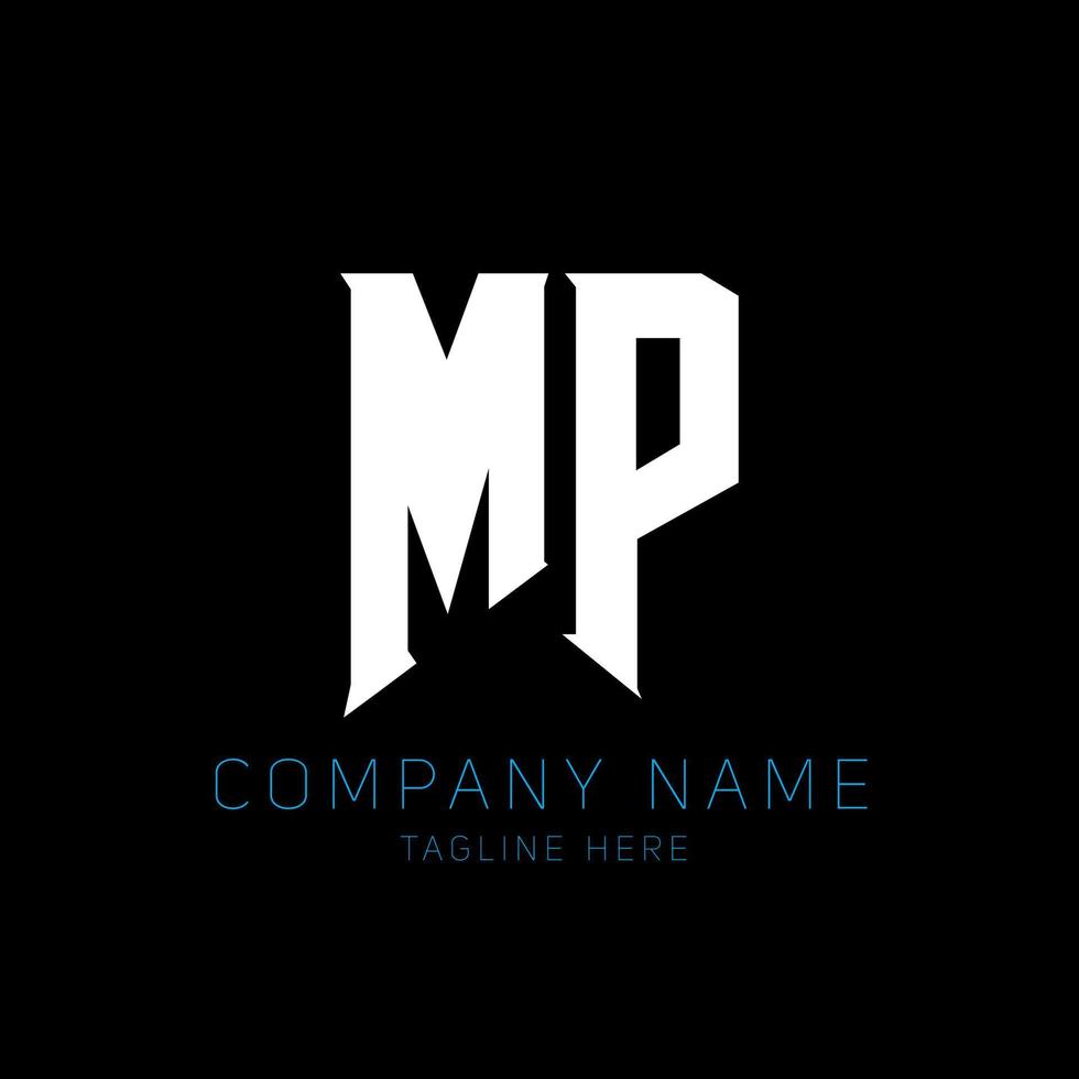 MP Letter Logo Design. Initial letters MP gaming's logo icon for technology companies. Tech letter MP minimal logo design template. MP letter design vector with white and black colors. MP