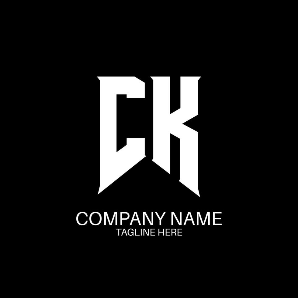 CK Letter Logo Design. Initial letters CK gaming's logo icon for technology companies. Tech letter CK minimal logo design template. CK letter design vector with white and black colors. CK