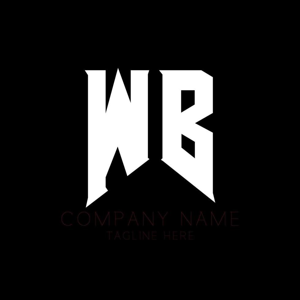 WB Letter Logo Design. Initial letters WB gaming's logo icon for technology companies. Tech letter WB minimal logo design template. W B letter design vector with white and black colors. wb, w b