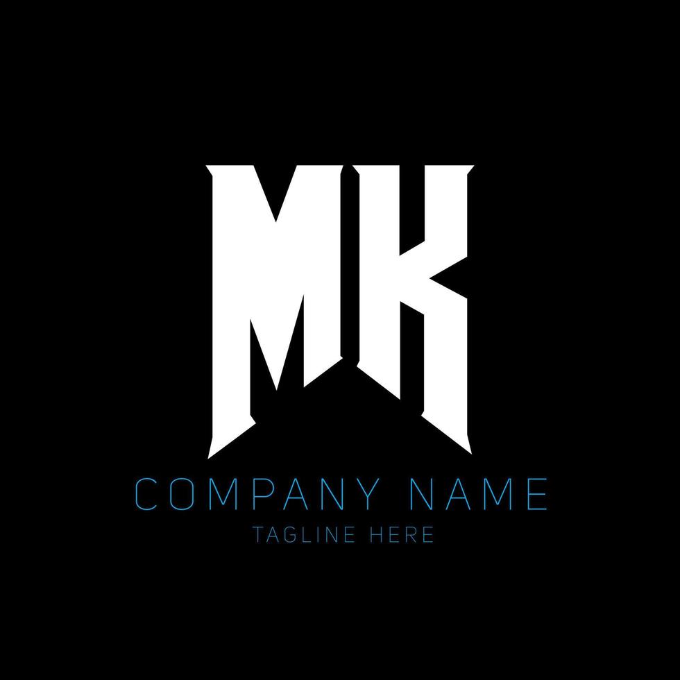 MK Letter Logo Design. Initial letters MK gaming's logo icon for technology companies. Tech letter MK minimal logo design template. MK letter design vector with white and black colors. MK