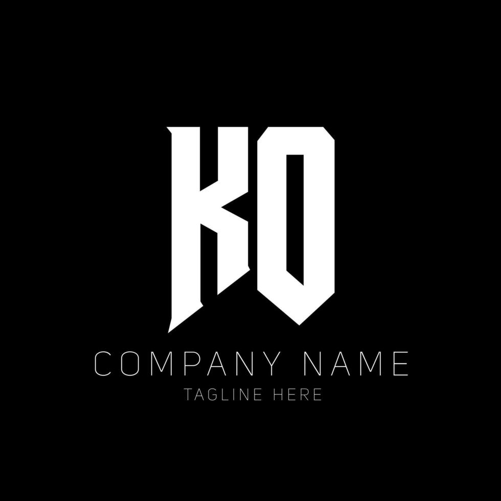 KO Letter Logo Design. Initial letters KO gaming's logo icon for technology companies. Tech letter KO minimal logo design template. KO letter design vector with white and black colors. KO