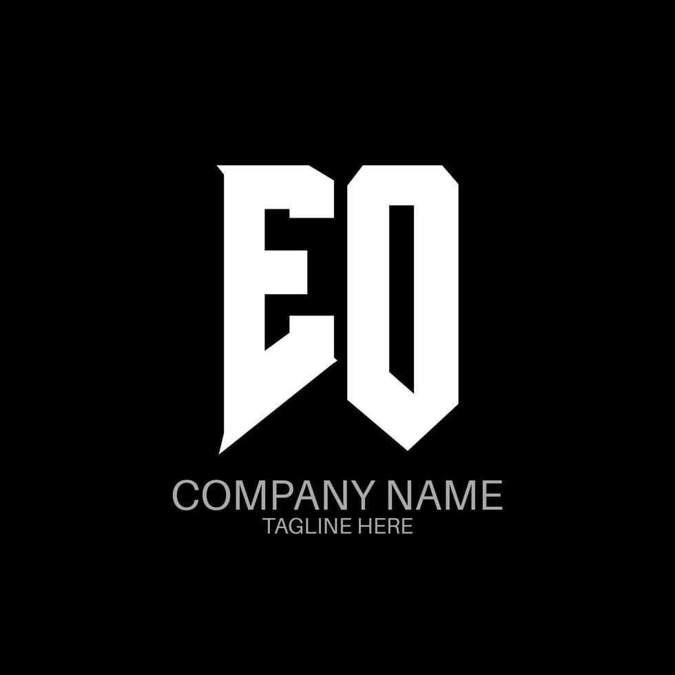 diseño del logotipo de la letra eo. letras iniciales del icono del logotipo de eo gaming para empresas de tecnología. plantilla de diseño de logotipo mínimo de letra técnica eo. vector de diseño de letras eo con colores blanco y negro. eo