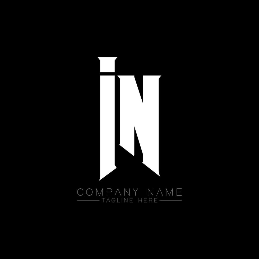 IN Letter Logo Design. Initial letters IN gaming's logo icon for technology companies. Tech letter IN minimal logo design template. IN letter design vector with white and black colors. IN