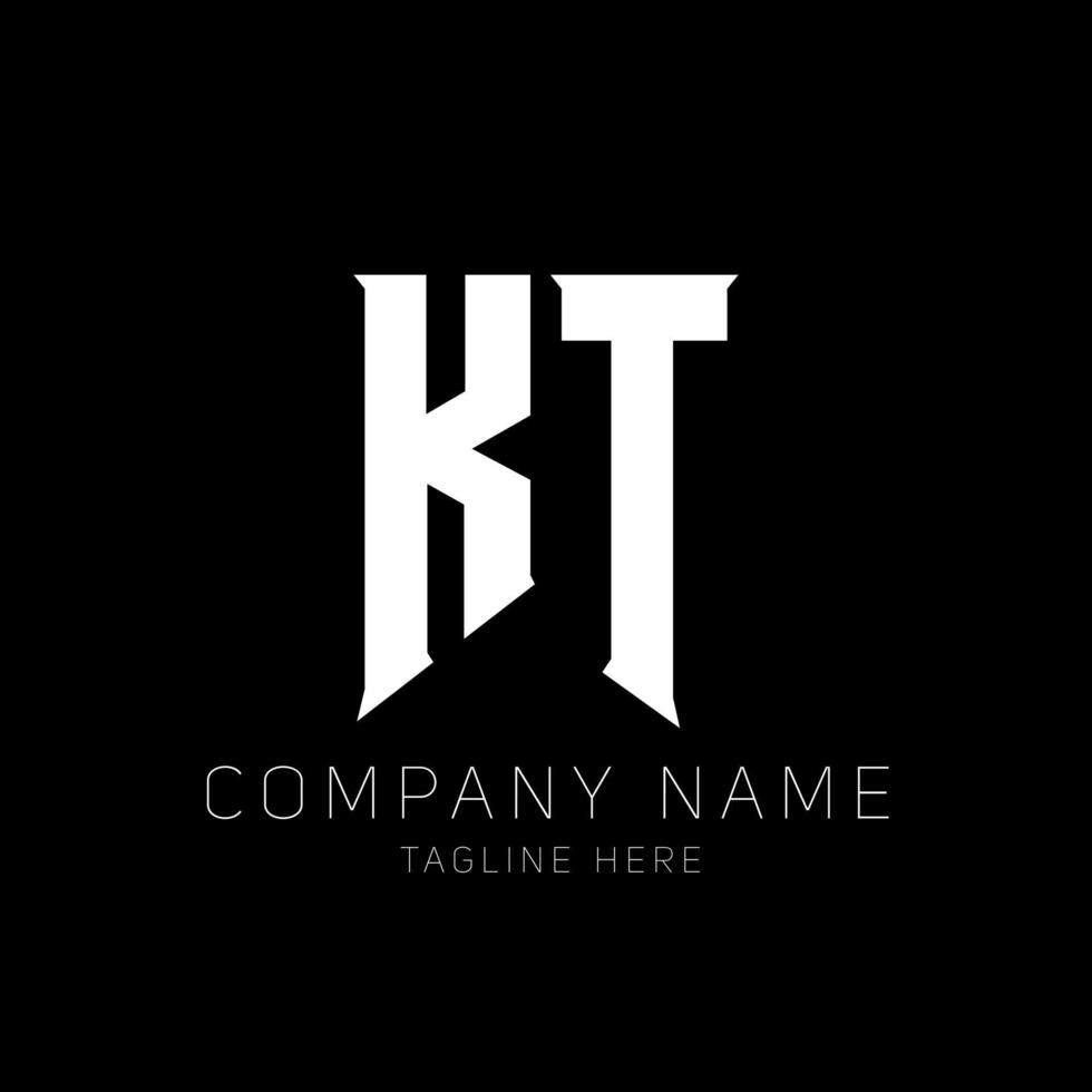 KT Letter Logo Design. Initial letters KT gaming's logo icon for technology companies. Tech letter KT minimal logo design template. KT letter design vector with white and black colors. KT