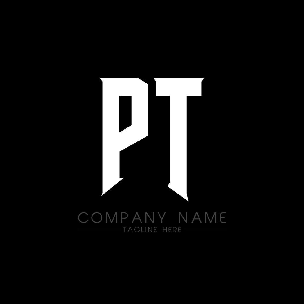 PT Letter Logo Design. Initial letters PT gaming's logo icon for technology companies. Tech letter PT minimal logo design template. PT letter design vector with white and black colors. PT