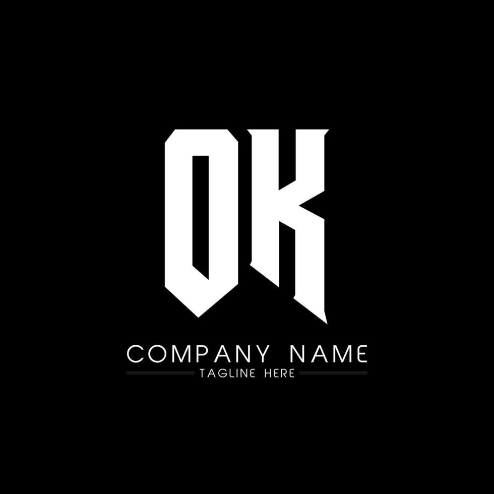 OK Letter Logo Design. Initial letters OK gaming's logo icon for technology companies. Tech letter OK minimal logo design template. OK letter design vector with white and black colors. OK