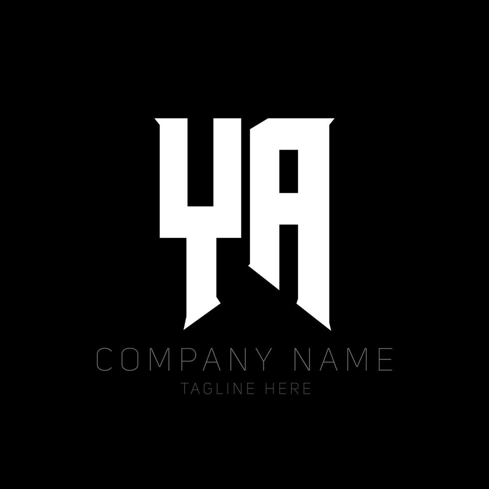 YA Letter Logo Design. Initial letters YA gaming's logo icon for technology companies. Tech letter YA minimal logo design template. Y A letter design vector with white and black colors. ya, y a