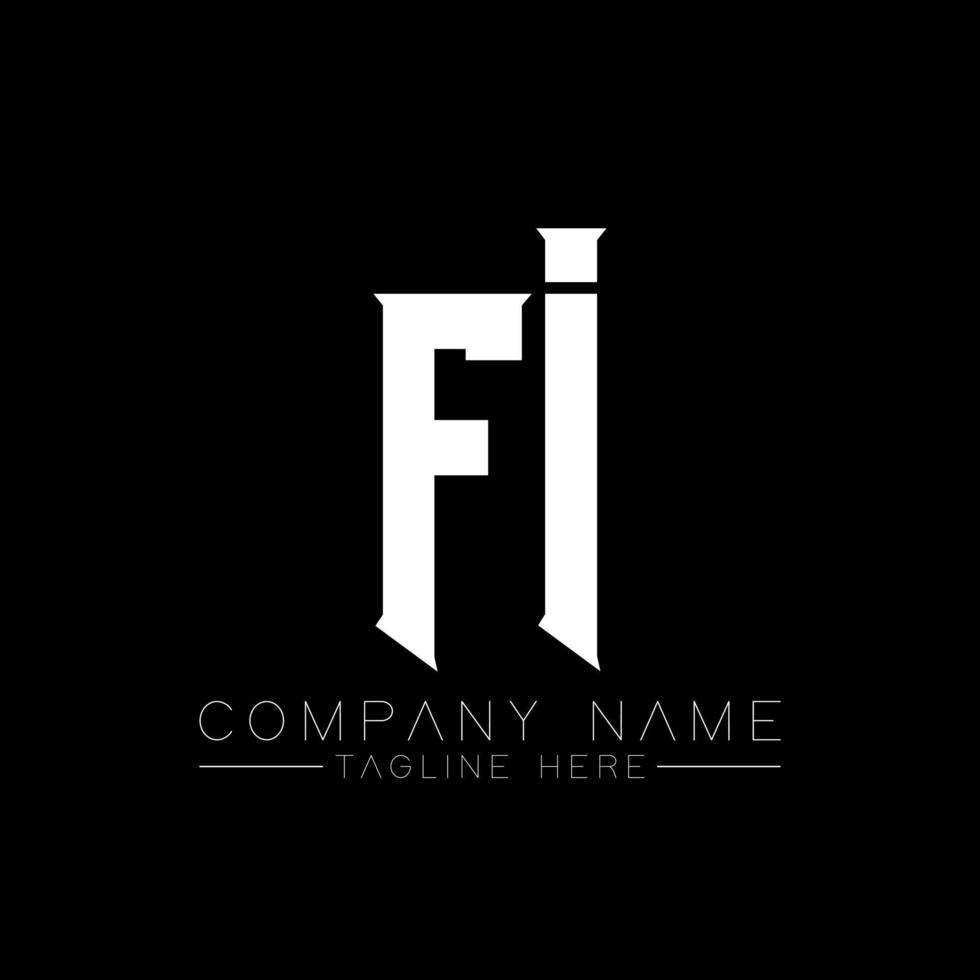 FI Letter Logo Design. Initial letters FI gaming's logo icon for technology companies. Tech letter FI minimal logo design template. FI letter design vector with white and black colors. FI