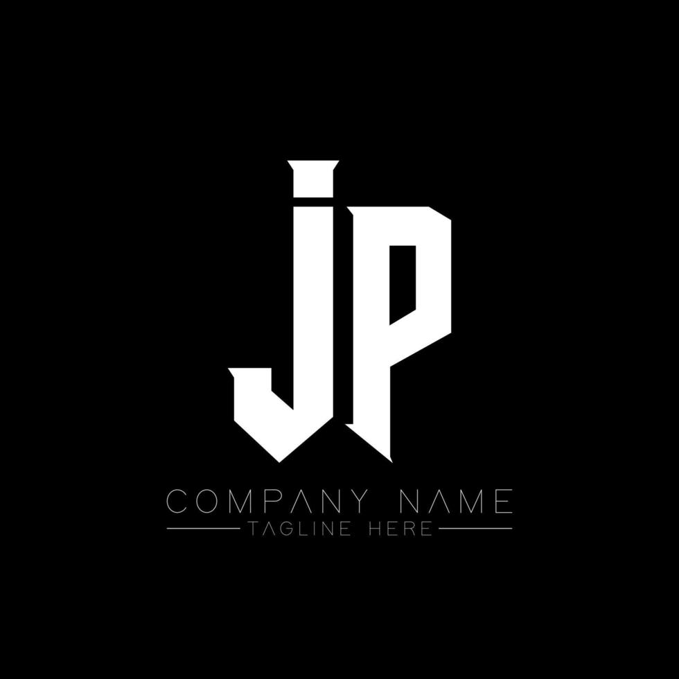 JP Letter Logo Design. Initial letters JP gaming's logo icon for technology companies. Tech letter JP minimal logo design template. JP letter design vector with white and black colors. JP