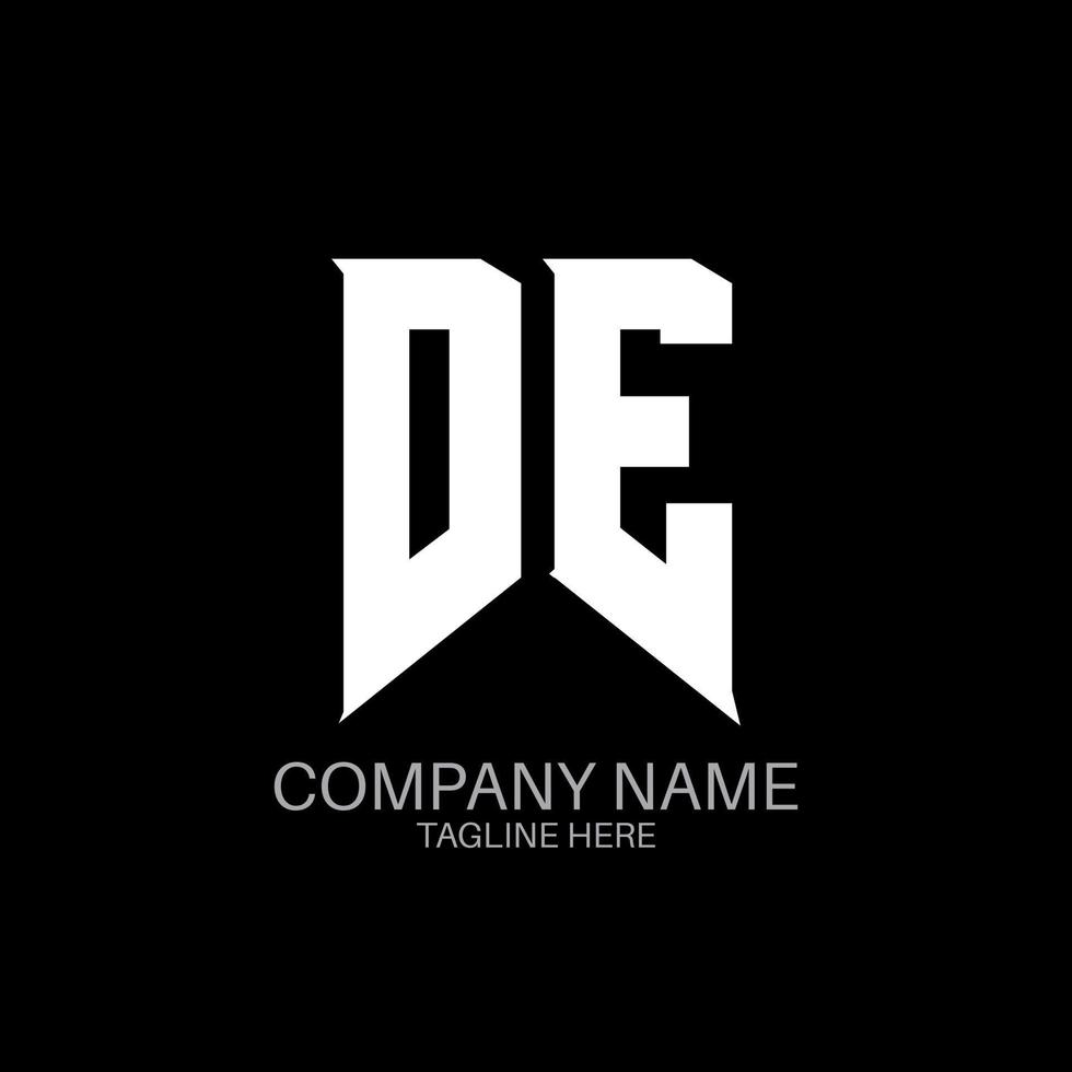 DE Letter Logo Design. Initial letters DE gaming's logo icon for technology companies. Tech letter DE minimal logo design template. DE letter design vector with white and black colors. DE