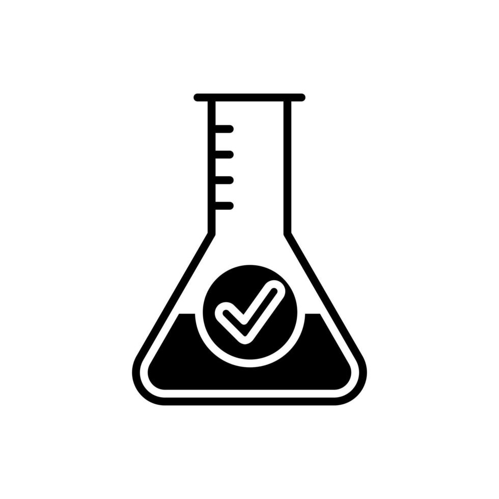 chemical flask with checkmark icon vector