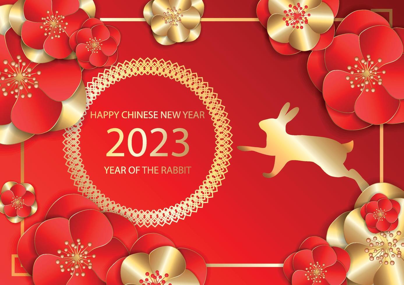 Happy chinese new year 2023 year of the rabbit vector