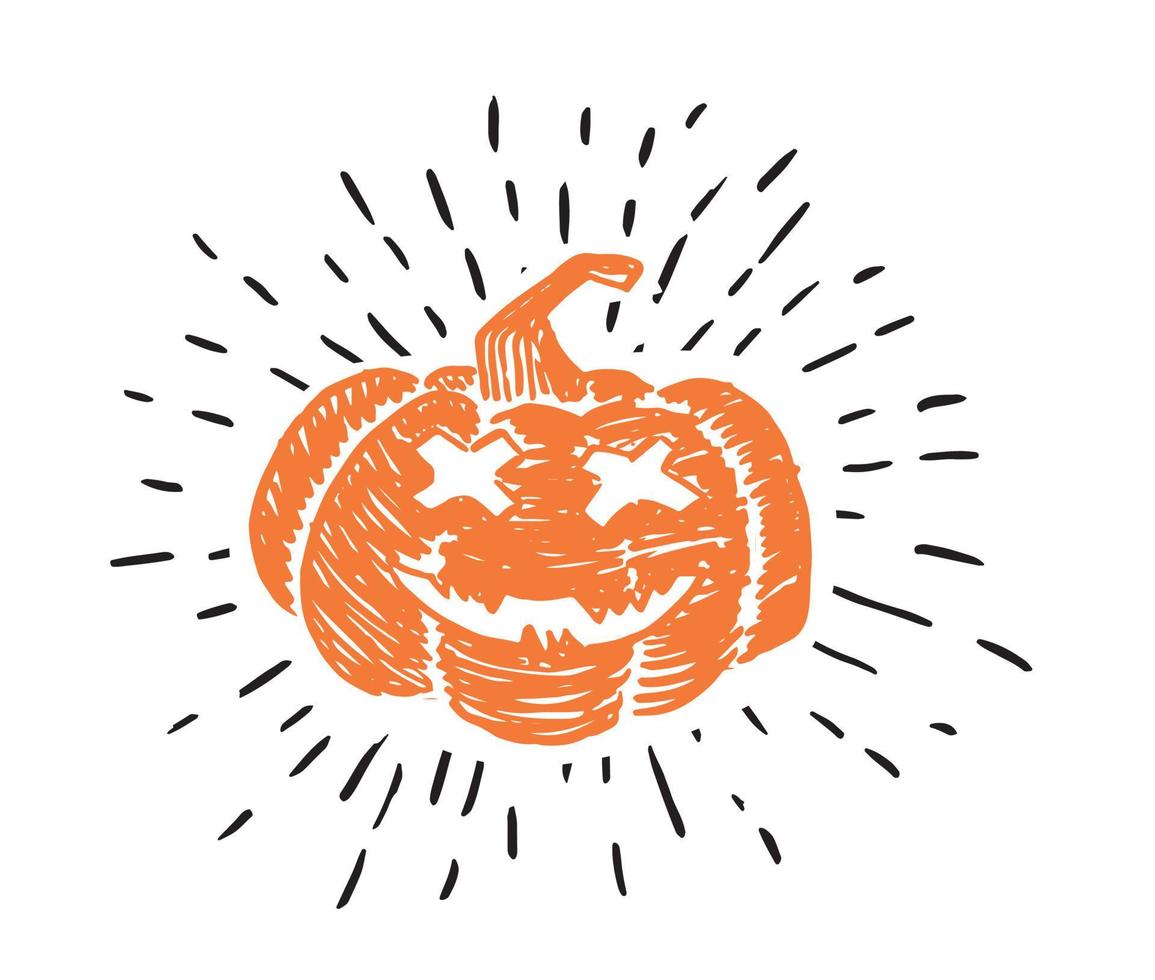 Halloween pumpkins set. Hand drawn illustration. vector