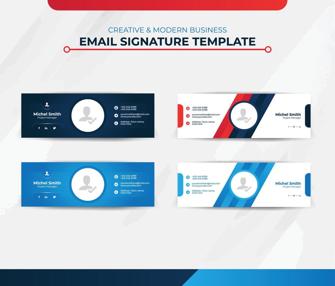 Modern Creative Email Signature Design for Business and Personal Profile. vector