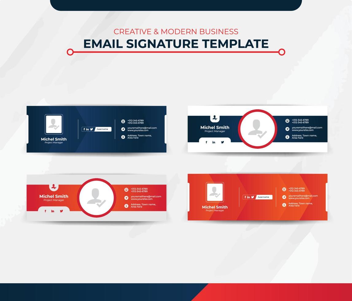 Modern Creative Email Signature Design for Business and Personal Profile. vector