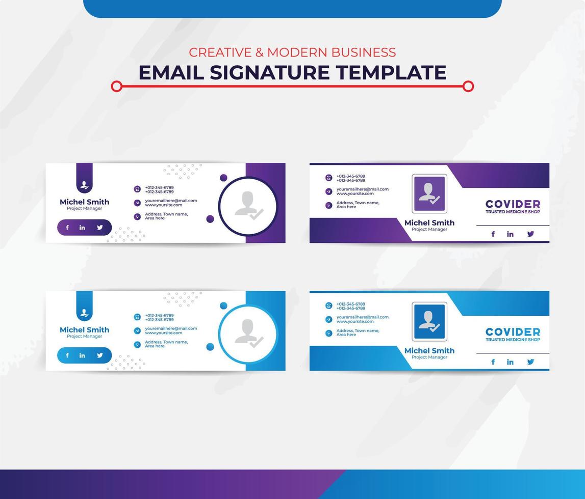 Modern Creative Email Signature Design for Business and Personal Profile. vector