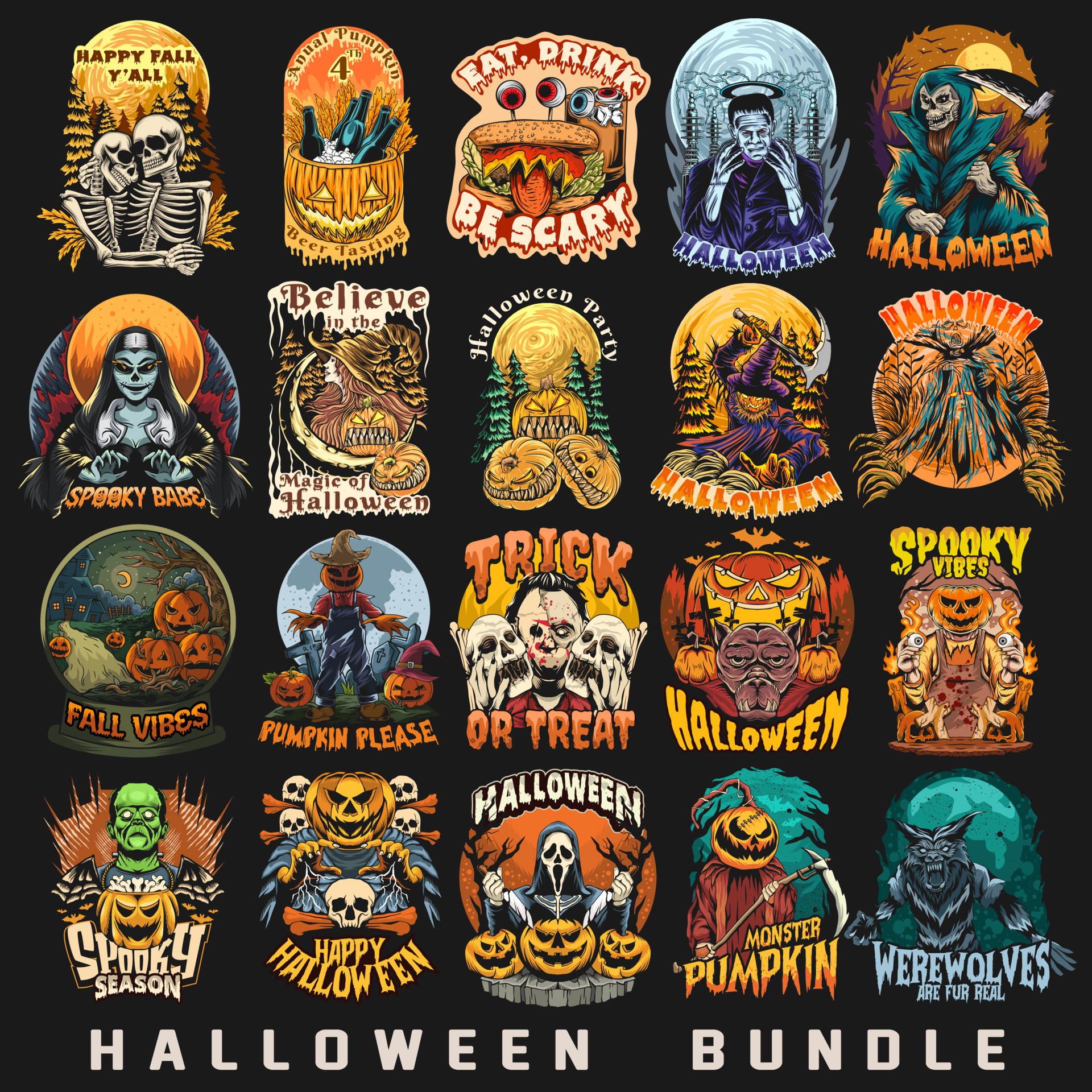 Halloween T-Shirt Design Bundle - Buy t-shirt designs, halloween t