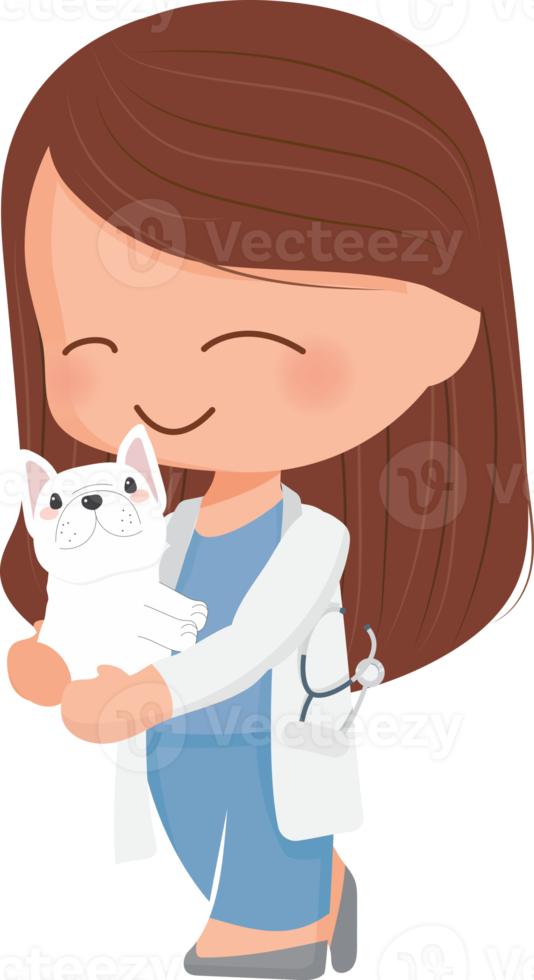 cute young veterinarian couple character flat style png