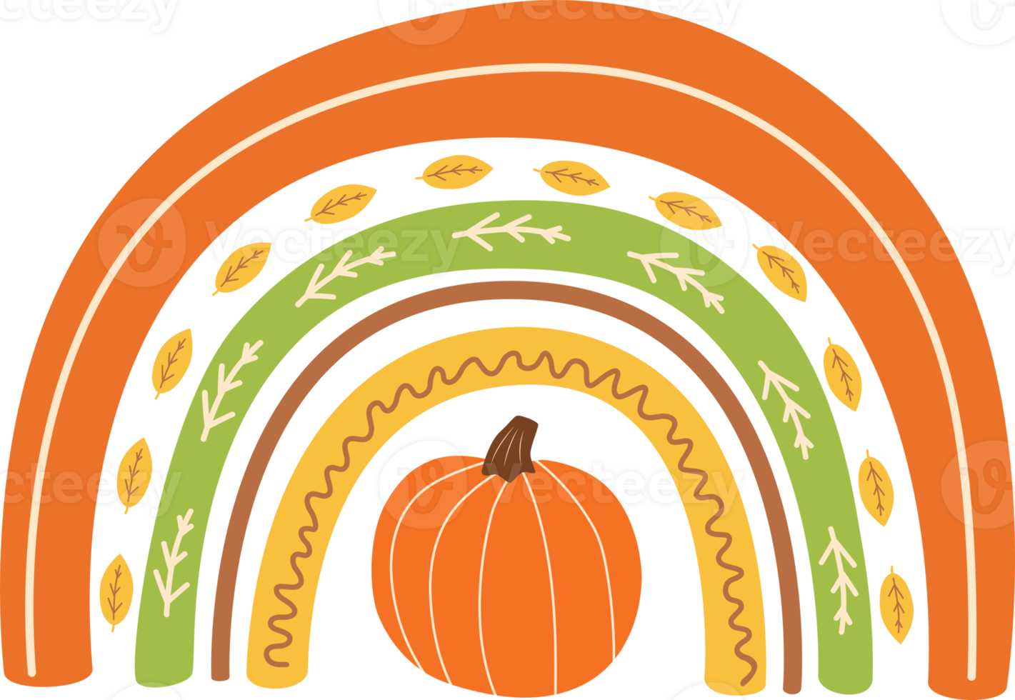 Fall rainbow with pumpkin. Cute autumn greeting card. Kids autumn rainbow. Baby pumpkin. Thanksgiving PNG illustration. Fall season concept. Hand drawn poster. Harvest time, fall market banner.