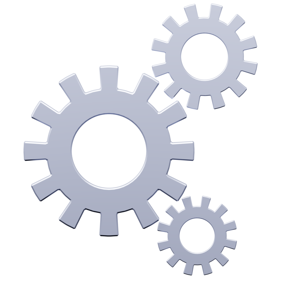 concepto de logotipo de ingeniería de engranajes representación 3d