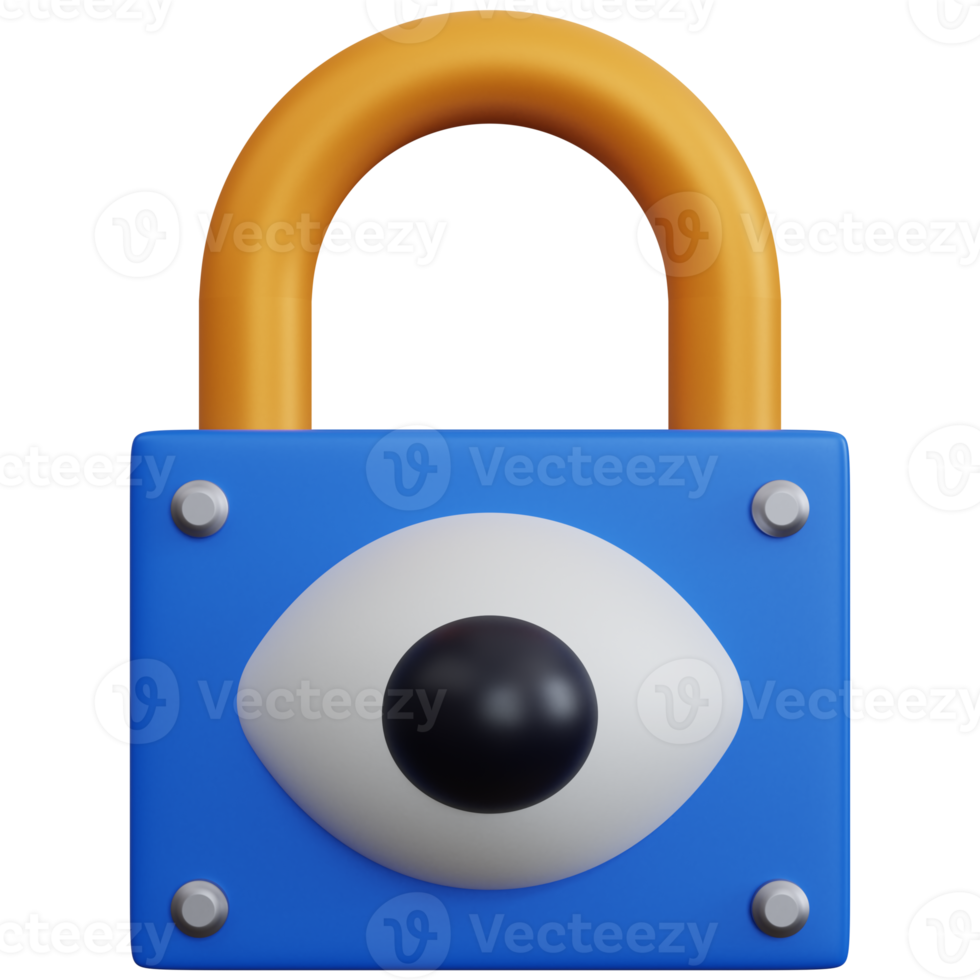3d rendering padlock with eye isolated png