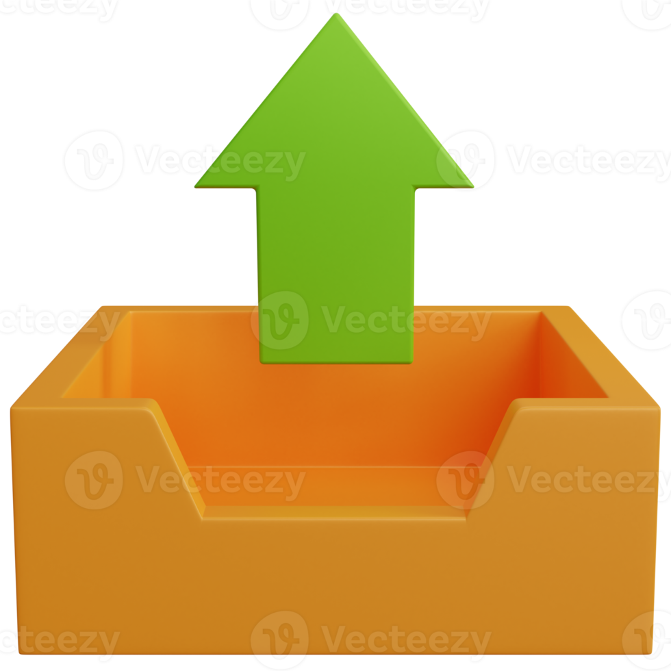 3d rendering upload icon with arrow isolated png