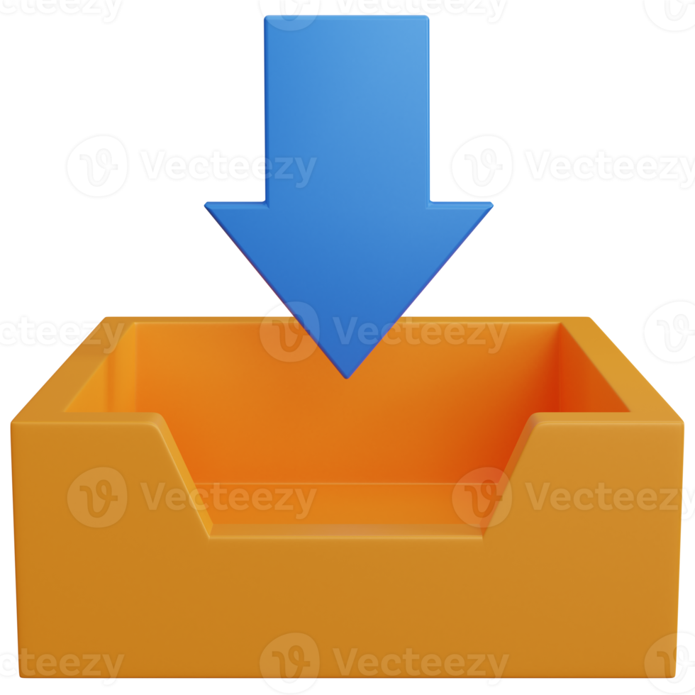 3d rendering download icon with arrow isolated png