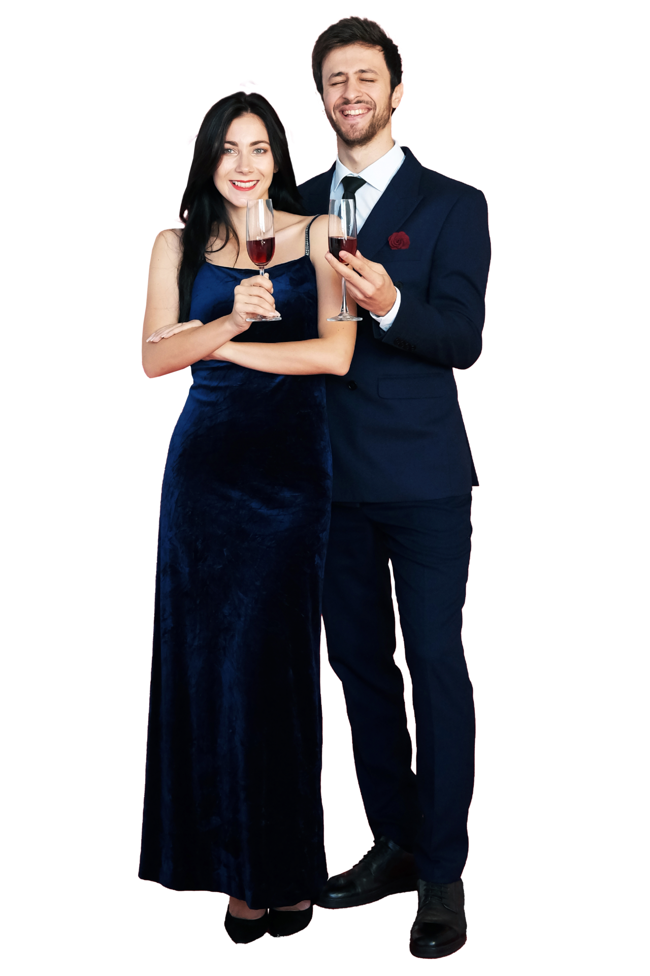 Sweet couple Love smile and spending Romantic with drinking wine in