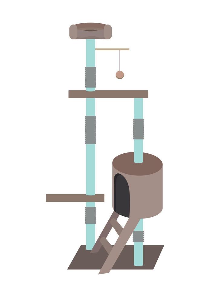 Cat Tree Tower Isolated On White Background Vector Illustration