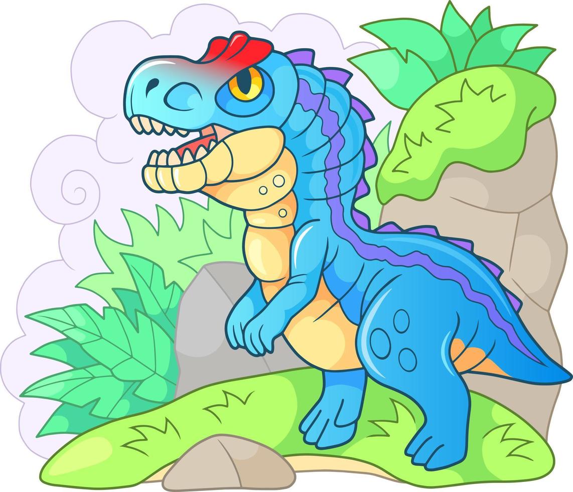 cartoon dinosaur allosaurus vector