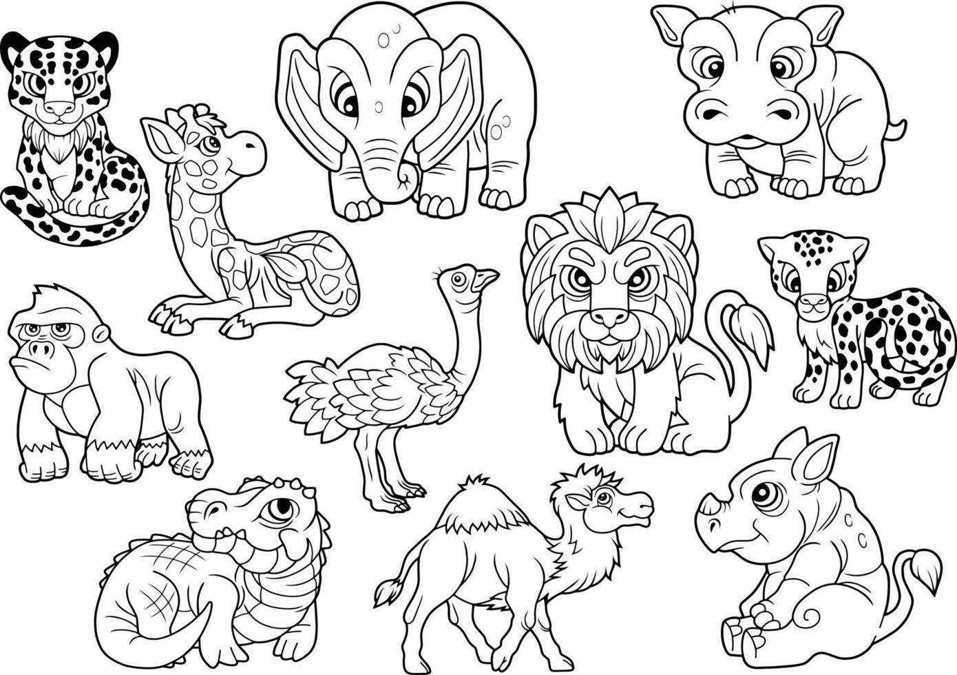 cute african animals vector