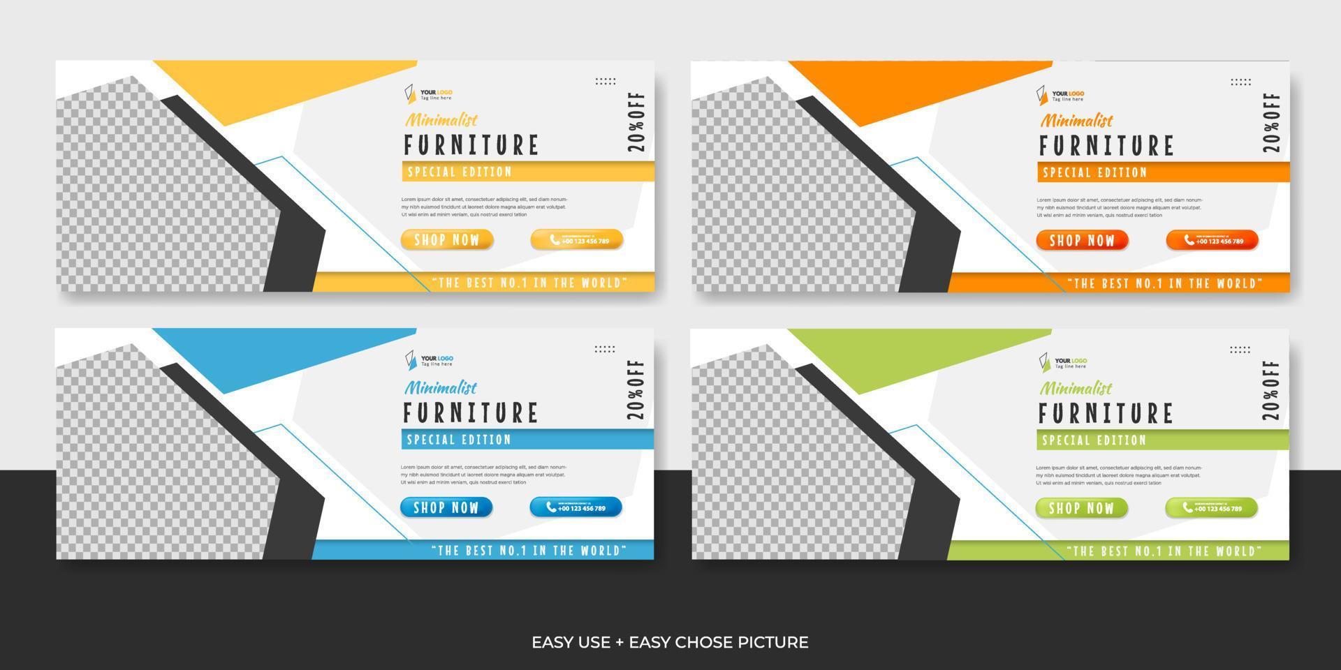 Modern furniture web banner template design vector