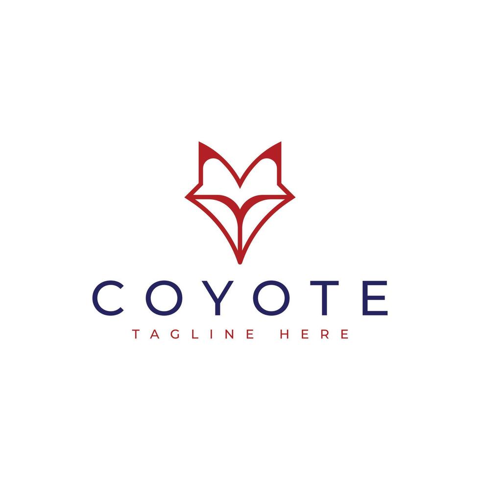 minimal coyote fox logo design vector