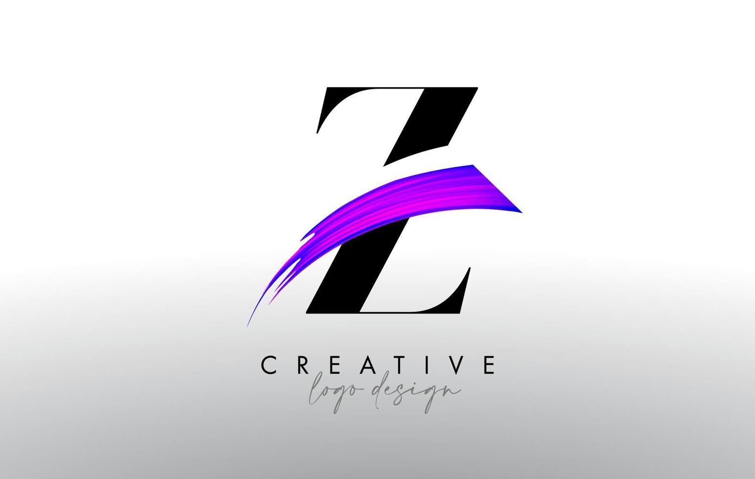 Brush Letter Z Logo Design with Creative Artistic Paint Brush Stroke and Modern Look Vector