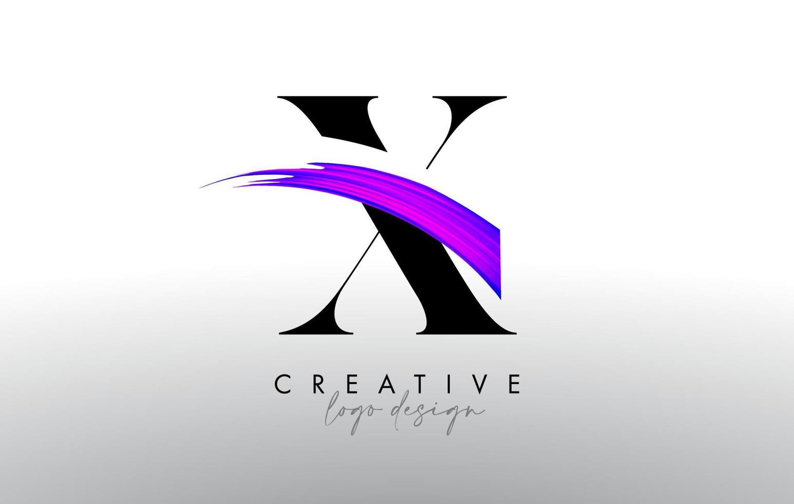 Brush Letter X Logo Design with Creative Artistic Paint Brush Stroke and Modern Look Vector