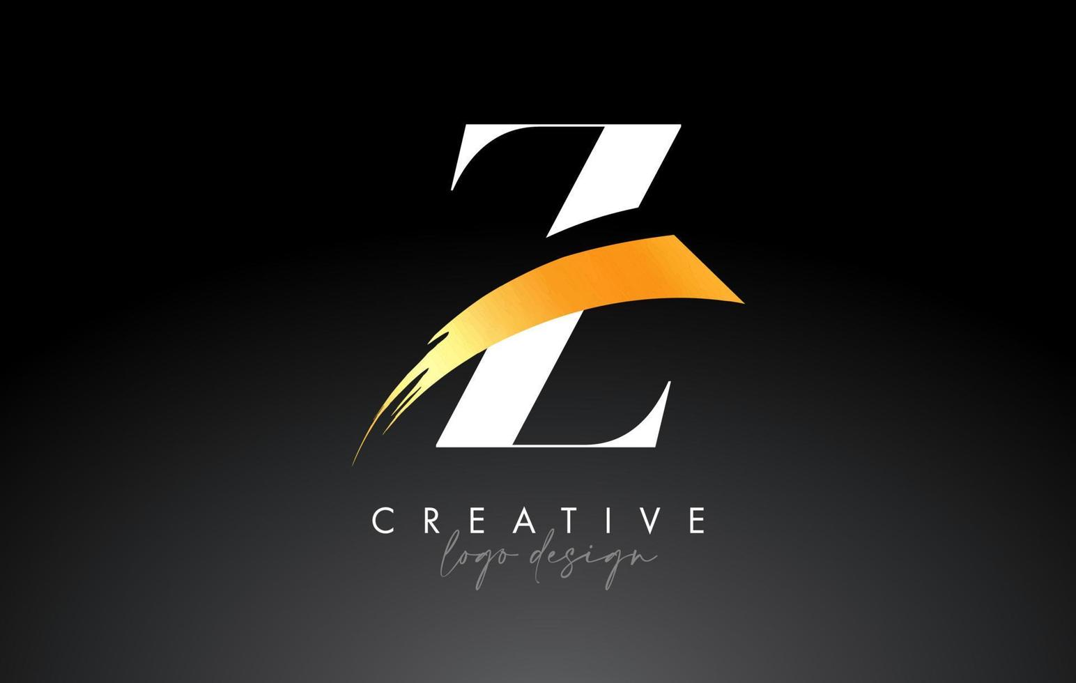 Golden Brush Letter Z Logo Design with Creative Artistic Paint Brush Stroke and Modern Look Vector