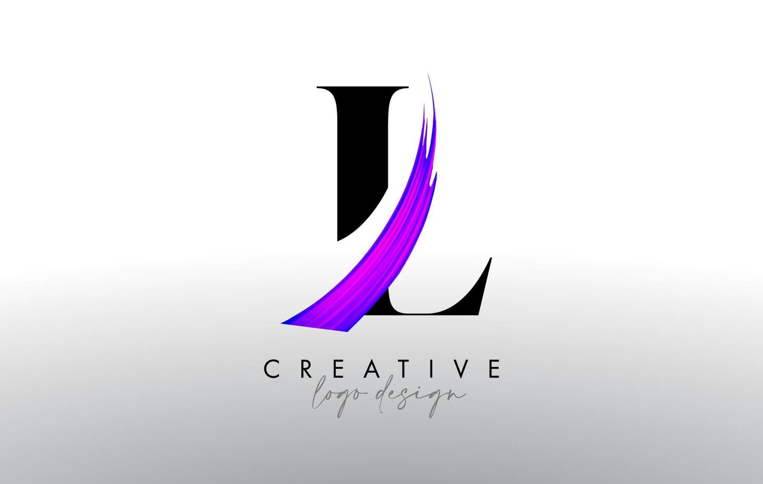 Brush Letter L Logo Design with Creative Artistic Paint Brush Stroke and Modern Look Vector