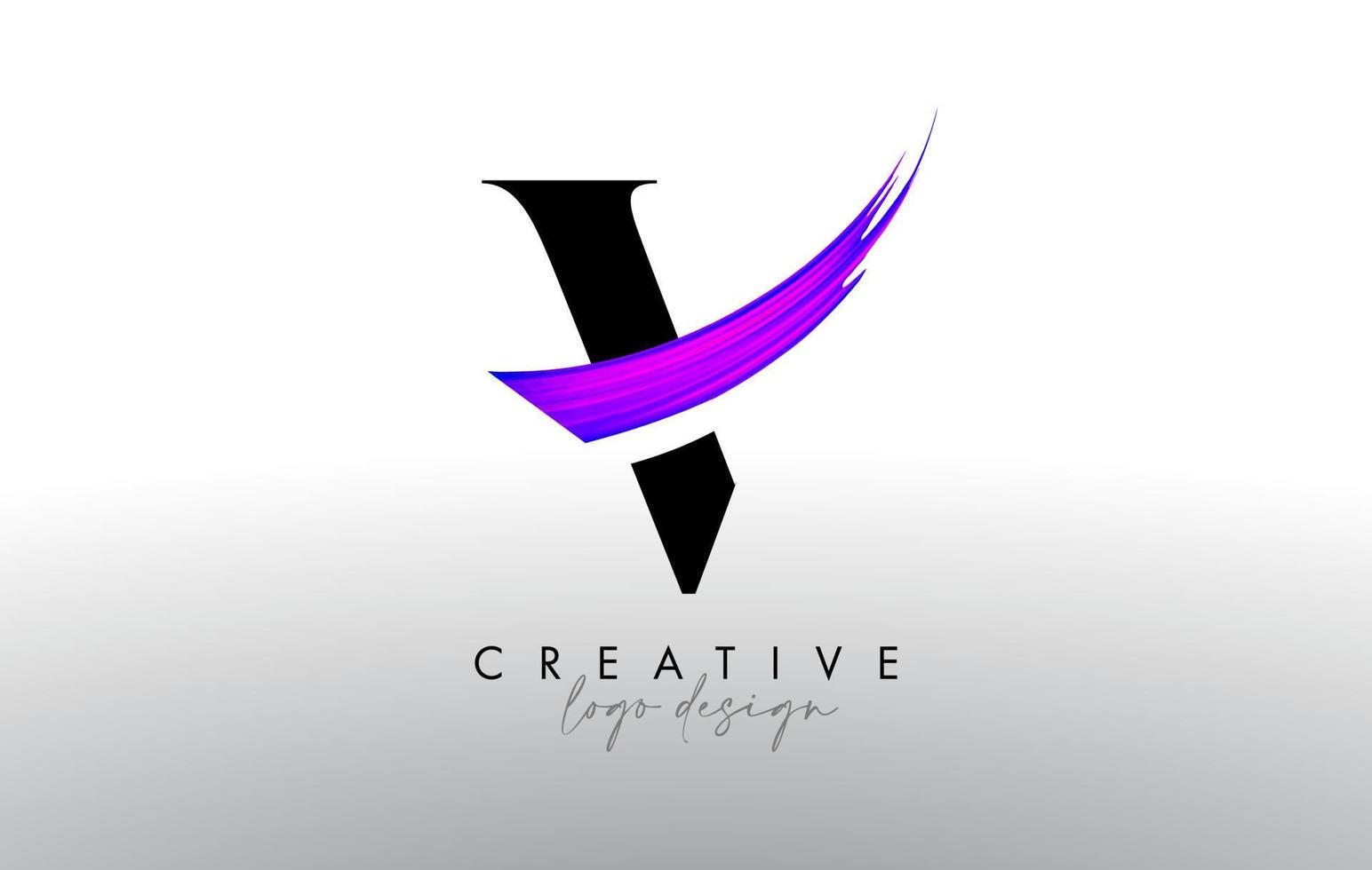 Brush Letter V Logo Design with Creative Artistic Paint Brush Stroke and Modern Look Vector