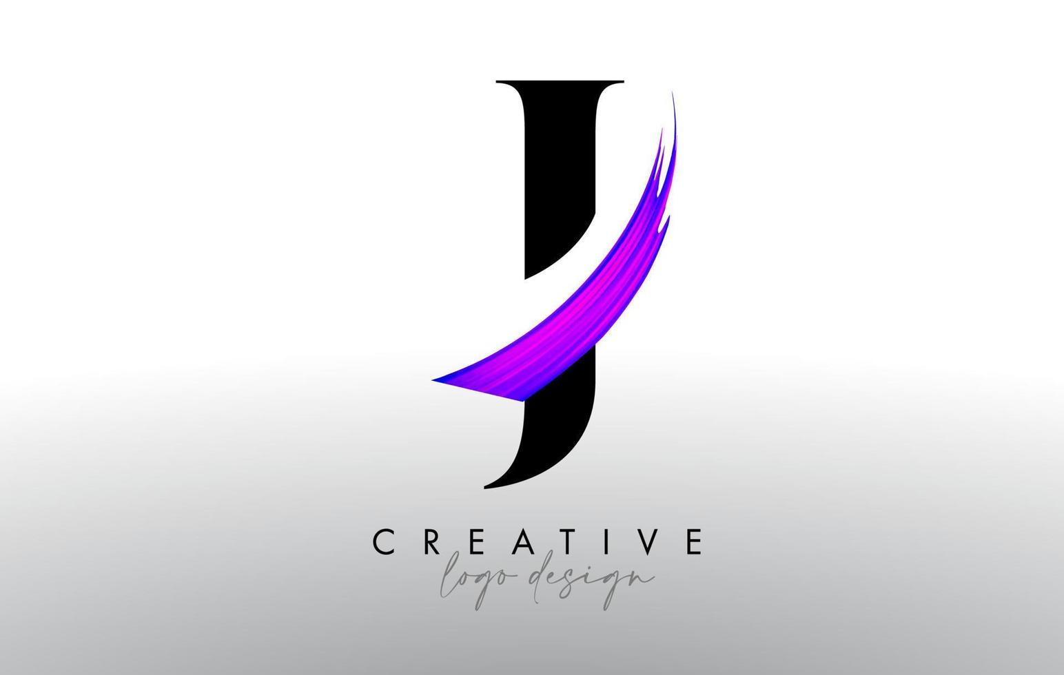 Brush Letter J Logo Design with Creative Artistic Paint Brush Stroke and Modern Look Vector