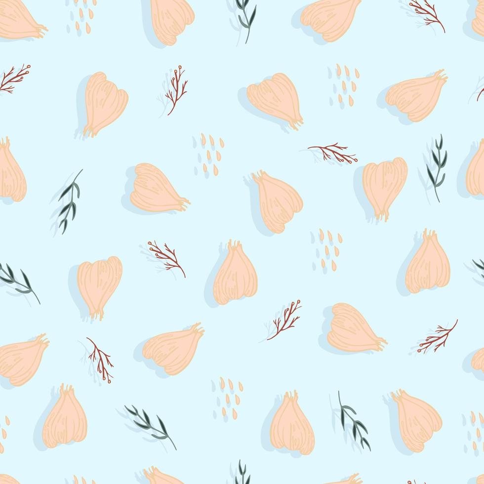 garlic with herbs vegetable vector seamless pattern