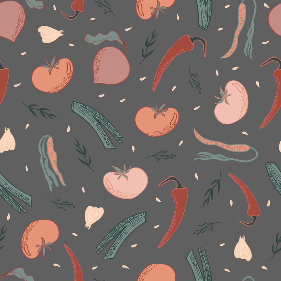 vegetable vector seamless pattern colorful vegan seasonal harvest food