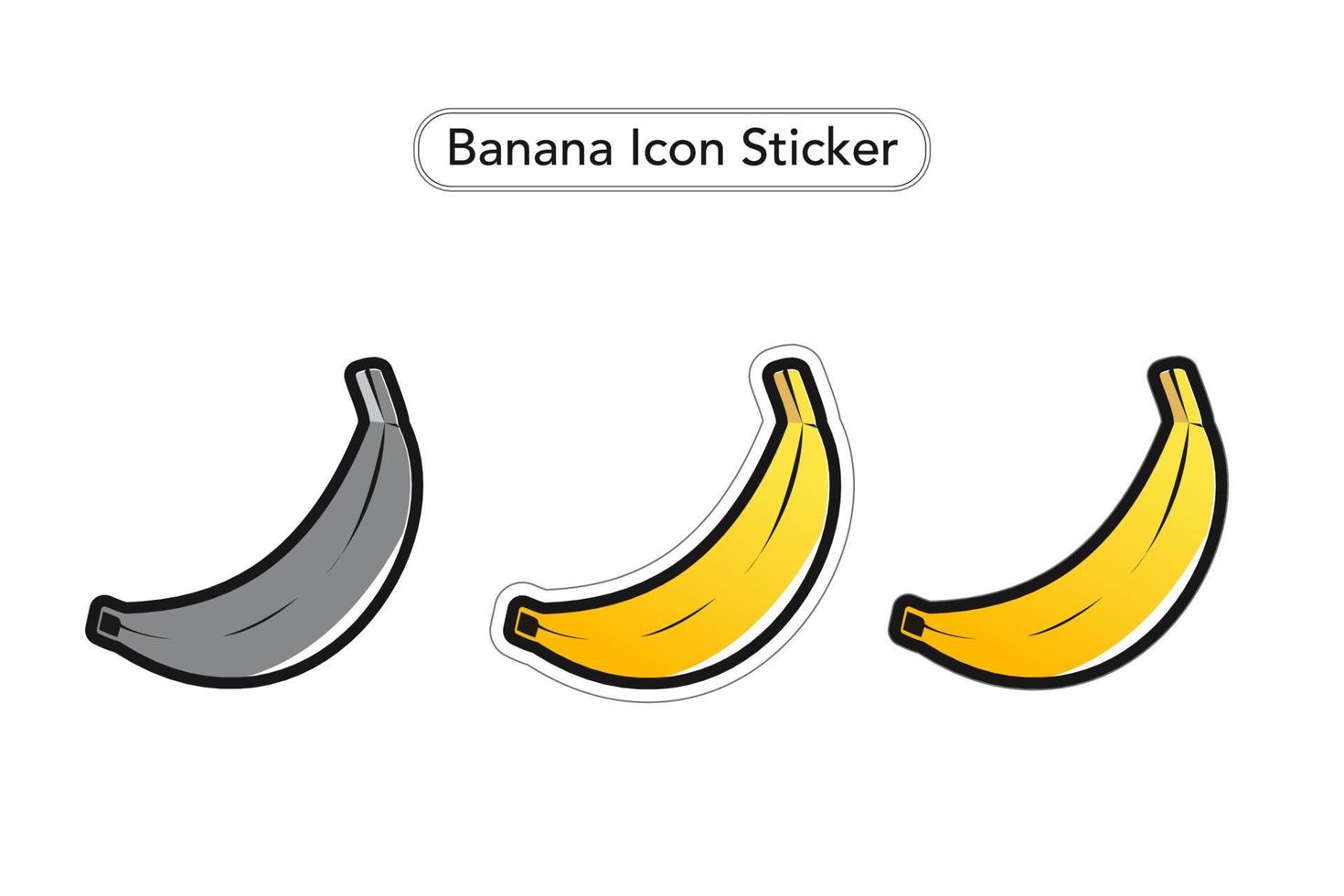 pegatina de plátano. iconos vectoriales de plátano. imágenes prediseñadas coloridas de frutas. icono blanco y negro. vector