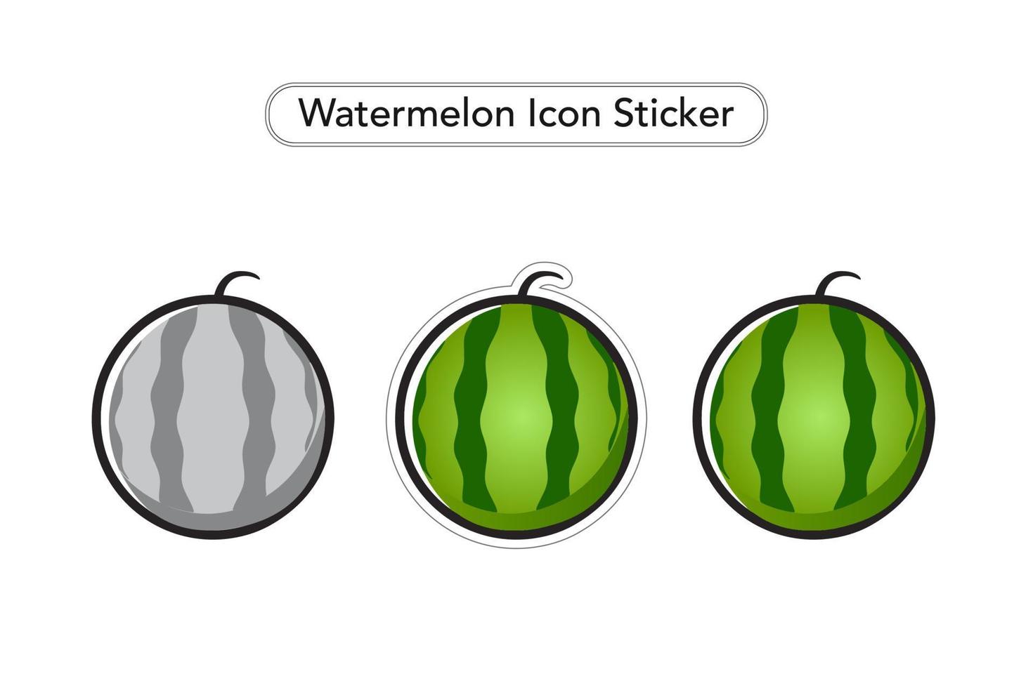 Watermelon Sticker. Watermelon Vector Icons. Fruit colorful Clip art. Black and white Icon.