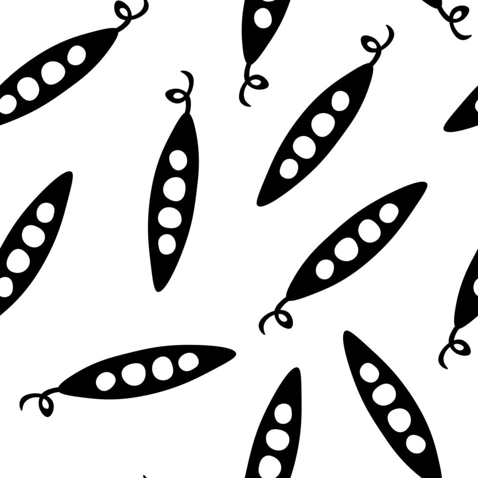 Pea pod silhouette seamless pattern vector