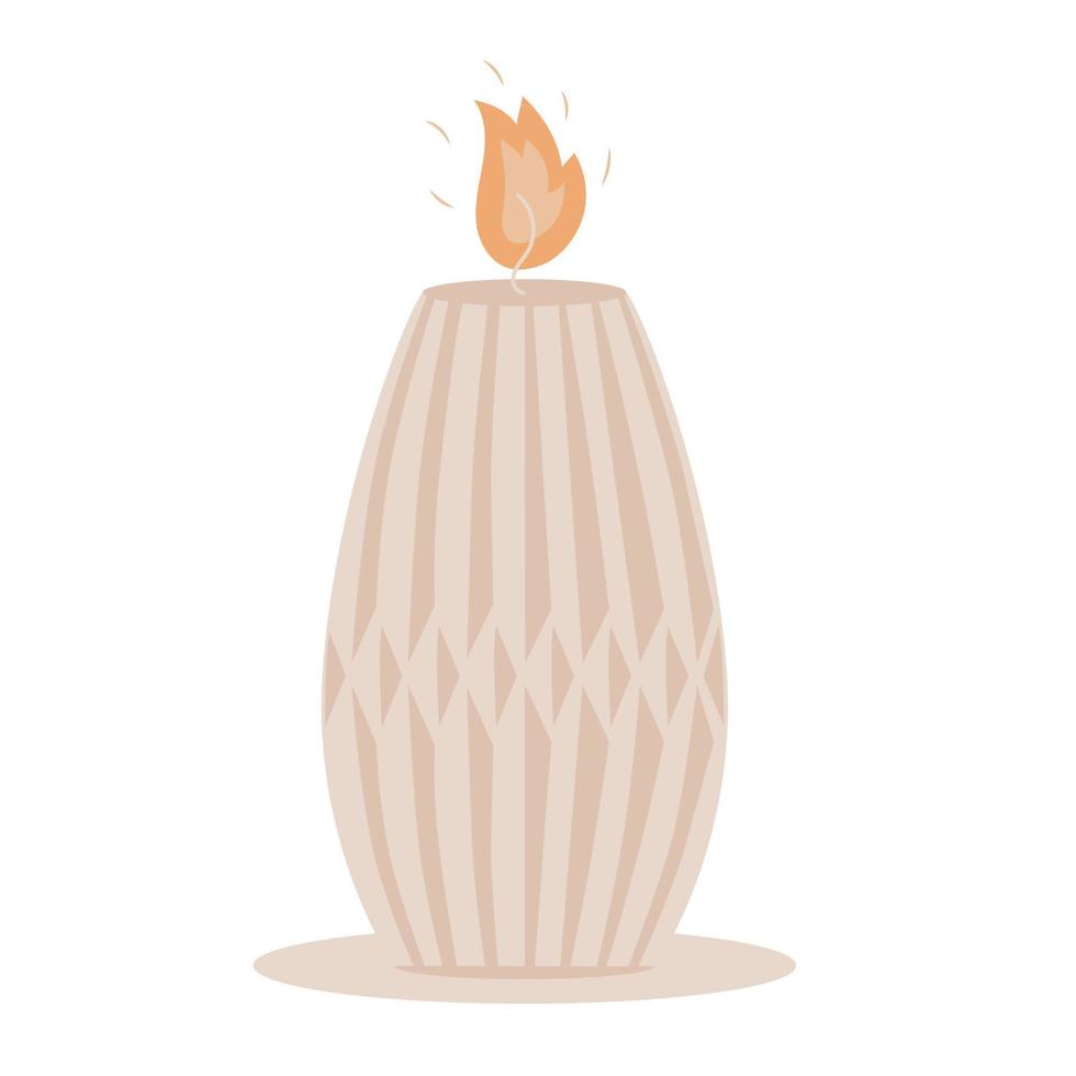 paraffin scented ribbed handmade candle for aromatherapy vector