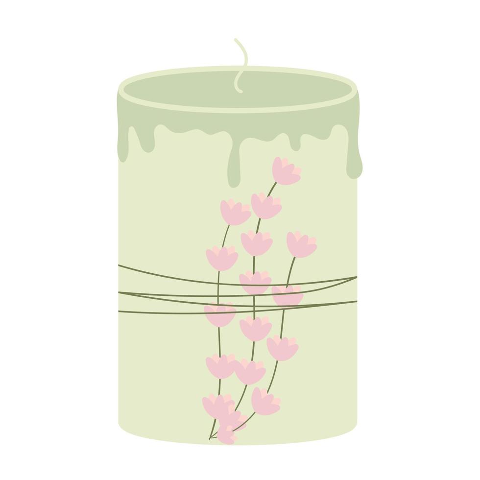 handmade paraffin scented candle with dried flowers for aromatherapy vector