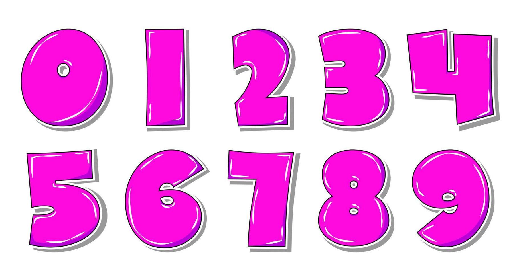 Set of pop art pink numbers isolated on white. 11788689 Vector Art at