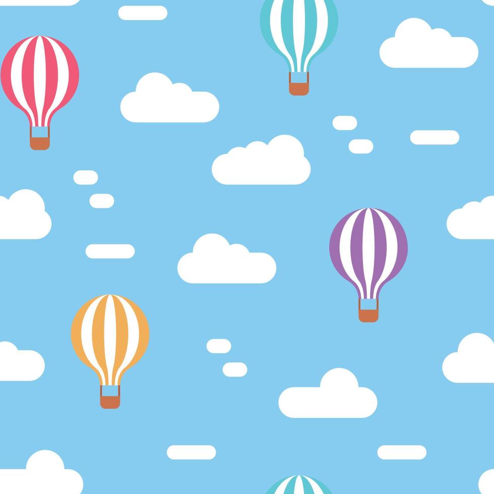 Flat Design Hot Air Balloon Pattern vector