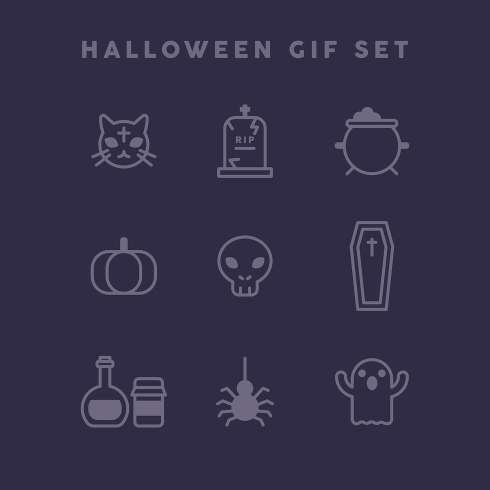 Gif Set of Halloween vector